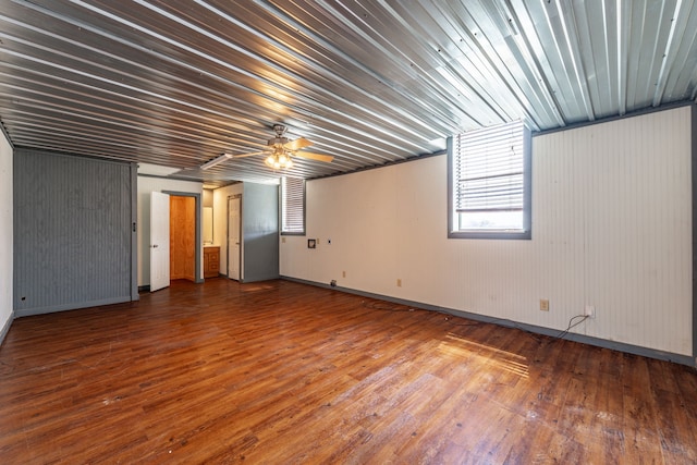 interior space featuring hardwood / wood-style flooring and a ceiling fan