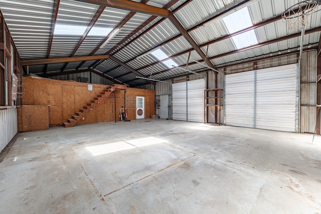 garage featuring metal wall