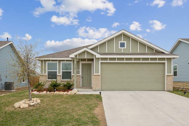 2728 Starwater Dr, Fort Worth, TX 76179 - craftsman-style house with concrete driveway, an attached garage, a front lawn, and roof with shingles