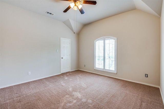1179 Marquette Dr, Frisco, TX 75033 - carpeted empty room featuring a ceiling fan, lofted ceiling, and baseboards