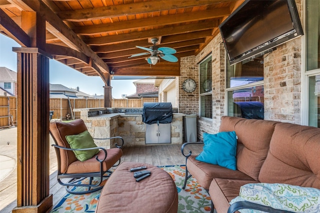 1179 Marquette Dr, Frisco, TX 75033 - fenced backyard with ceiling fan