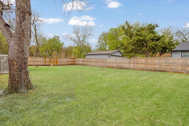 view of yard featuring a fenced backyard