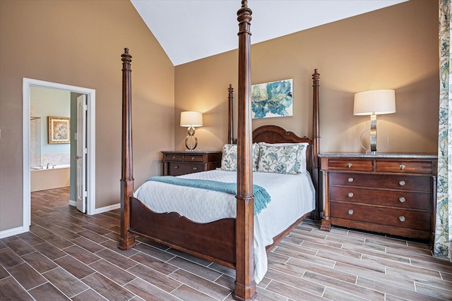 208 Equestrian Ln, Hickory Creek, TX 75065 - bedroom with lofted ceiling and wood tiled floors