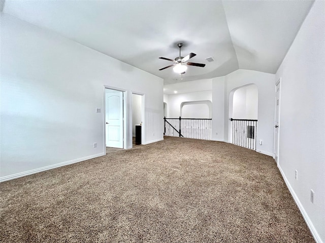 208 Equestrian Ln, Hickory Creek, TX 75065 - unfurnished room with carpet flooring, a ceiling fan, and lofted ceiling