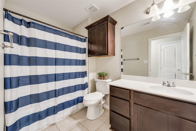 207 Shady Oaks Dr, Runaway Bay, TX 76426 - full bathroom featuring toilet, vanity, tile patterned flooring, and visible vents