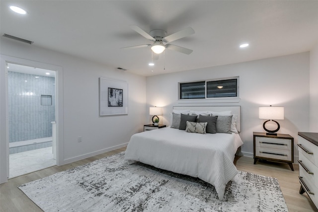 10606 Estate Ln, Dallas, TX 75238 - bedroom with light wood-style floors, recessed lighting, baseboards, and ensuite bathroom