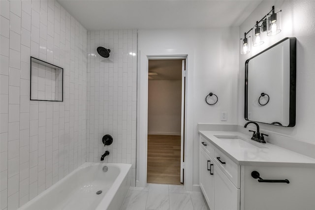10606 Estate Ln, Dallas, TX 75238 - full bath featuring shower / washtub combination, vanity, and marble finish flooring