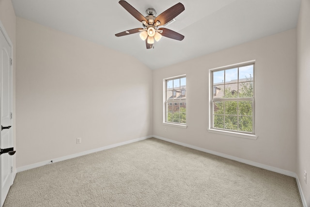 3931 Asbury Ln, Addison, TX 75001 - carpeted spare room featuring a ceiling fan, baseboards, and lofted ceiling