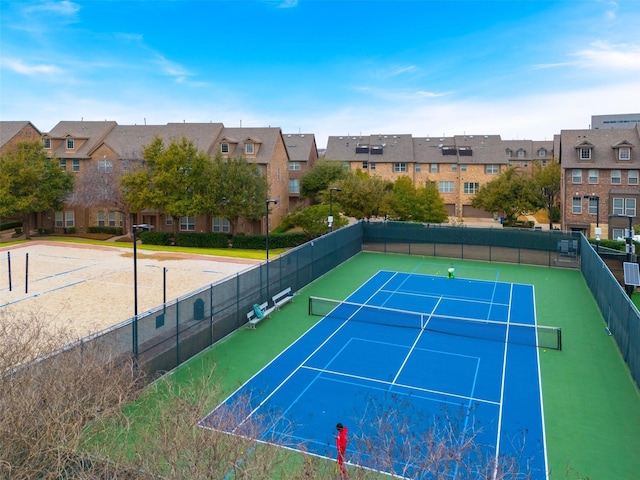 3931 Asbury Ln, Addison, TX 75001 - view of tennis court with a residential view and community basketball court