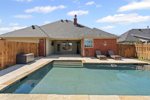 729 Ridgeway Blvd, Weatherford, TX 76086 - view of swimming pool featuring a patio, a fenced backyard, and a ceiling fan