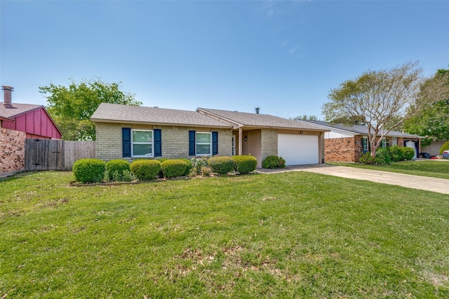 5212 Knox Dr, The Colony, TX 75056 - ranch-style house featuring concrete driveway, brick siding, fence, and an attached garage
