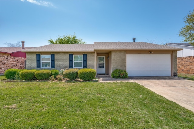 5212 Knox Dr, The Colony, TX 75056 - ranch-style home featuring a garage, brick siding, driveway, and a front lawn