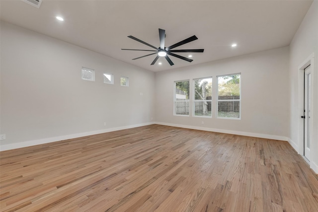 1623 Lansford Ave, Dallas, TX 75224 - unfurnished room with baseboards, ceiling fan, recessed lighting, and light wood-type flooring