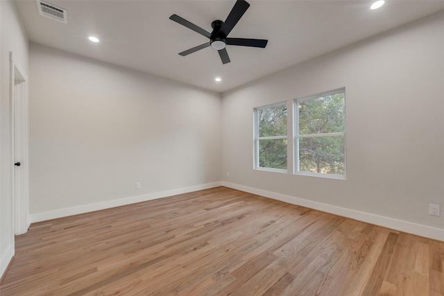 1623 Lansford Ave, Dallas, TX 75224 - empty room featuring a ceiling fan, recessed lighting, light wood finished floors, and visible vents