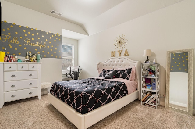 bedroom featuring carpet floors and visible vents