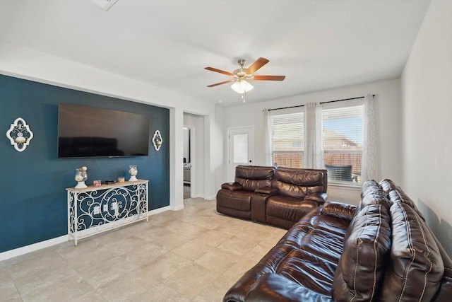 9100 Pearfield Rd, Fort Worth, TX 76179 - living area with baseboards and a ceiling fan