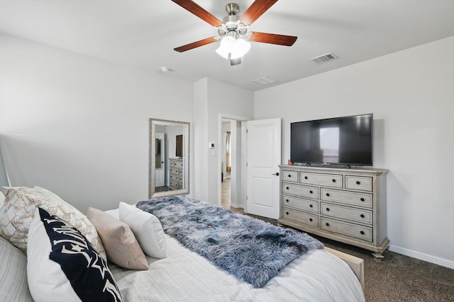 9100 Pearfield Rd, Fort Worth, TX 76179 - carpeted bedroom with baseboards, visible vents, and a ceiling fan
