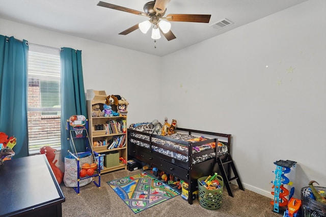 9100 Pearfield Rd, Fort Worth, TX 76179 - bedroom with carpet flooring, baseboards, ceiling fan, and visible vents
