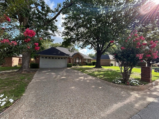 3308 Omega Dr, Tyler, TX 75701 - ranch-style house with a garage, driveway, and a front yard