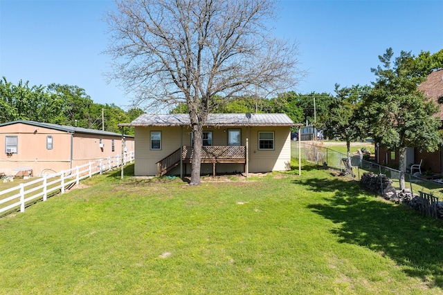 view of yard with stairway and a fenced backyard
