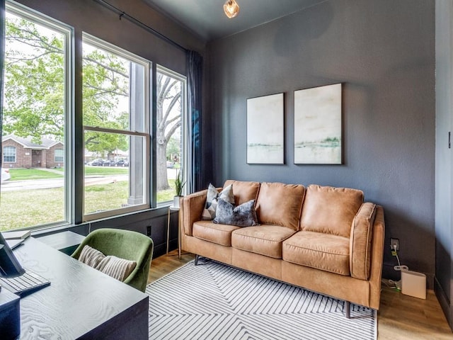 living area featuring wood finished floors
