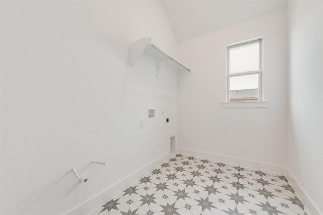 1151 Nora Ln, Forney, TX 75126 - washroom featuring hookup for a gas dryer, hookup for an electric dryer, light floors, washer hookup, and baseboards