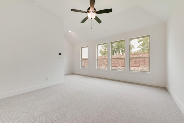 1151 Nora Ln, Forney, TX 75126 - empty room featuring plenty of natural light, vaulted ceiling, light carpet, and ceiling fan