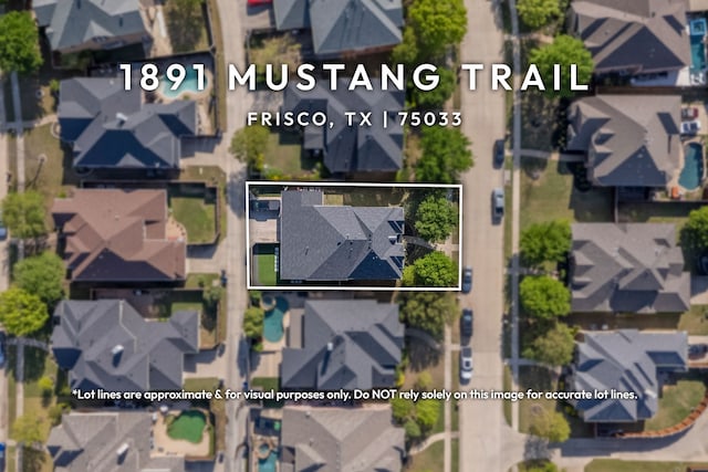 1891 Mustang Trl, Frisco, TX 75033 - map / location featuring property boundaries highlighted