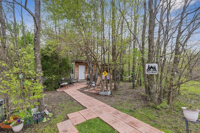 view of yard with an outbuilding