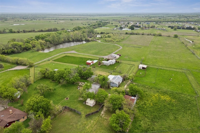birds eye view of property featuring a rural view
