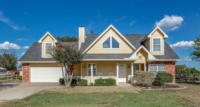 845 County Road 490, Princeton, TX 75407 - view of front facade with driveway, a front lawn, covered porch, brick siding, and a chimney
