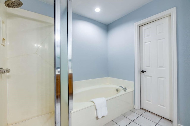 845 County Road 490, Princeton, TX 75407 - bathroom with a shower stall, tile patterned floors, recessed lighting, and a garden tub