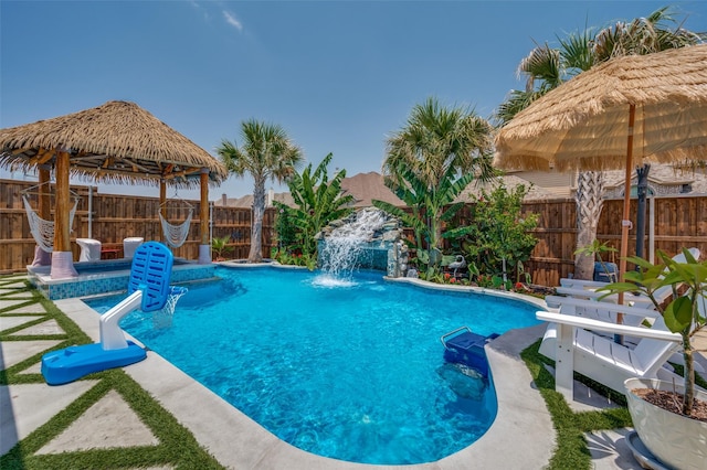 12532 Princess Dr, Frisco, TX 75035 - view of swimming pool with a gazebo and a fenced backyard