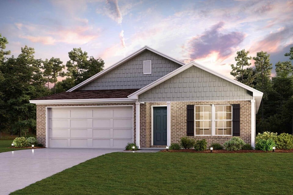 3530 Silver Maple Ln, Dallas, TX 75253 - ranch-style home with brick siding, concrete driveway, a yard, and an attached garage
