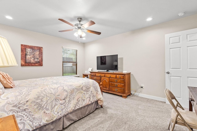 1321 S Montgomery St, Sherman, TX 75090 - bedroom featuring light carpet, a ceiling fan, recessed lighting, and baseboards