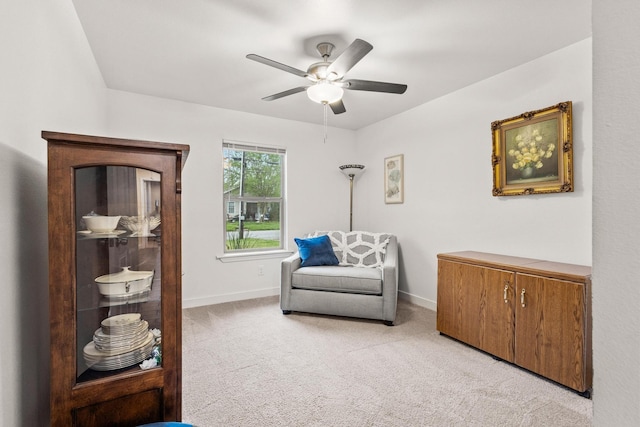 1321 S Montgomery St, Sherman, TX 75090 - living area with light colored carpet, baseboards, and ceiling fan