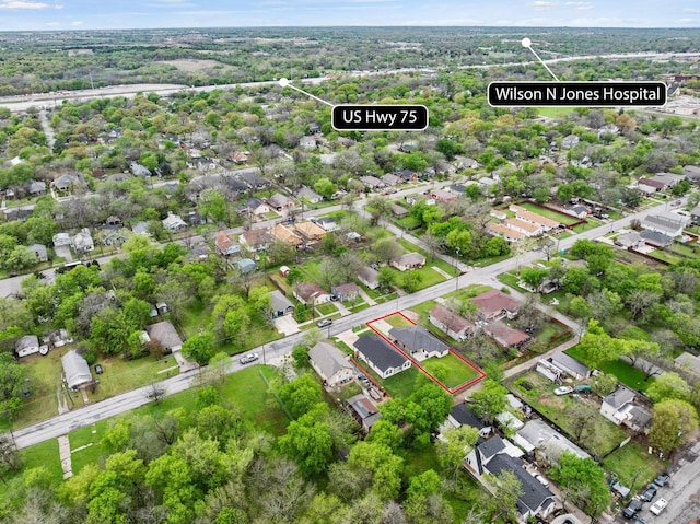 1321 S Montgomery St, Sherman, TX 75090 - aerial view of residential area with property boundaries highlighted