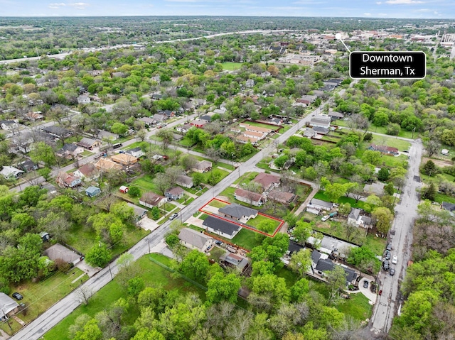 1321 S Montgomery St, Sherman, TX 75090 - aerial view of residential area with property boundaries highlighted