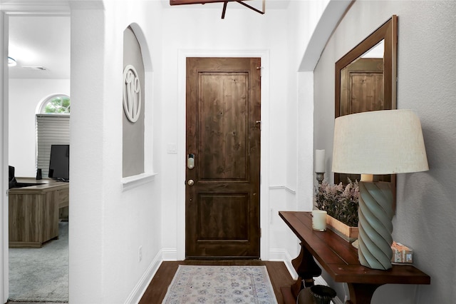 14649 Martin Creek Cv, Fort Worth, TX 76262 - foyer entrance featuring dark wood-style flooring and baseboards