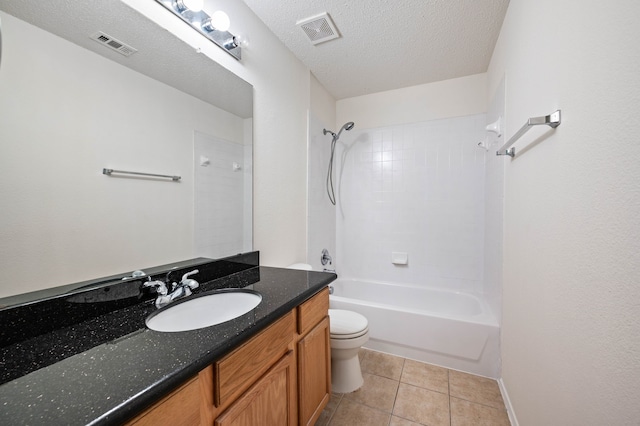 8329 Rolling Rock Dr, Fort Worth, TX 76123 - full bath with visible vents, tile patterned flooring, toilet, and vanity