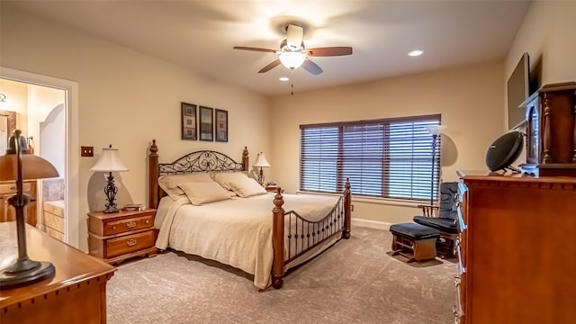 169 Star Point Ln, Weatherford, TX 76088 - carpeted bedroom featuring baseboards, ceiling fan, and recessed lighting