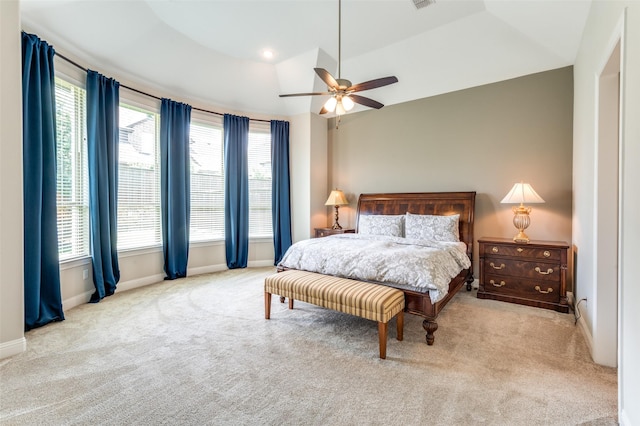 2813 Maverick Way, Celina, TX 75009 - bedroom with carpet floors, baseboards, lofted ceiling, and a ceiling fan