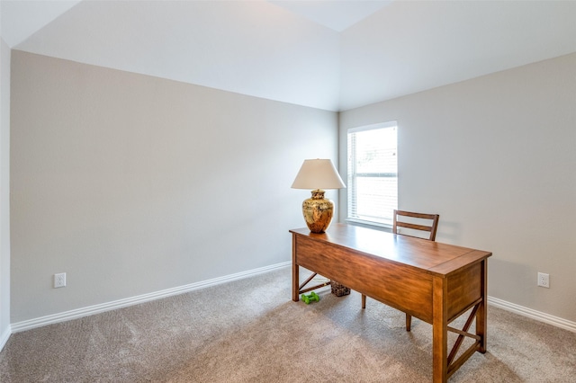 2813 Maverick Way, Celina, TX 75009 - office with vaulted ceiling, light carpet, and baseboards