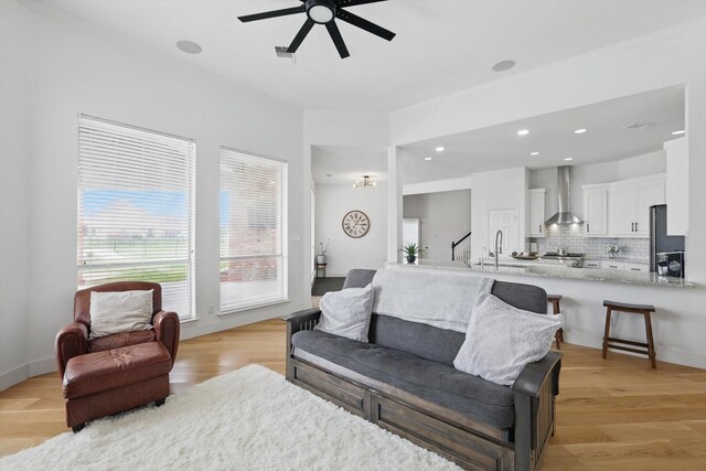 809 Chiswick Ct, Haslet, TX 76052 - living area with ceiling fan, light wood-style floors, and recessed lighting