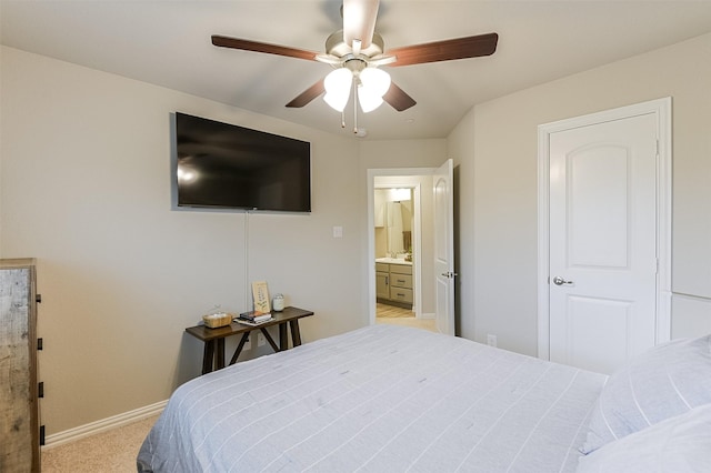 2728 Baneberry Ln, Mesquite, TX 75150 - bedroom with baseboards, light colored carpet, and ceiling fan