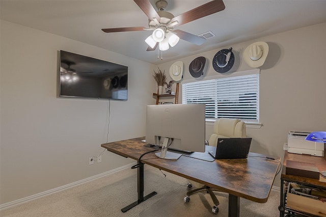2728 Baneberry Ln, Mesquite, TX 75150 - carpeted office space featuring ceiling fan and baseboards