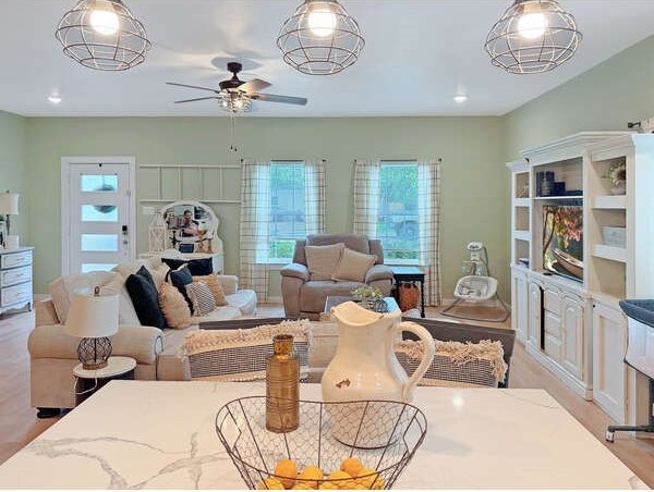 100 Winchester Cir, Gun Barrel City, TX 75156 - living room with light wood-type flooring and ceiling fan