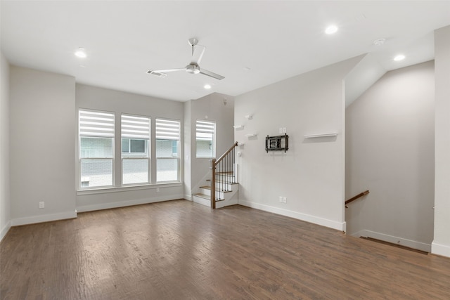 4914 Live Oak St Unit 7, Dallas, TX 75206 - unfurnished living room featuring ceiling fan, wood finished floors, recessed lighting, and baseboards