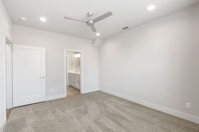 4914 Live Oak St Unit 7, Dallas, TX 75206 - unfurnished bedroom featuring light colored carpet, recessed lighting, baseboards, ensuite bath, and ceiling fan