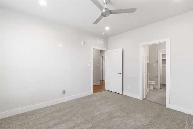 4914 Live Oak St Unit 7, Dallas, TX 75206 - unfurnished bedroom featuring carpet flooring, recessed lighting, baseboards, ensuite bath, and ceiling fan